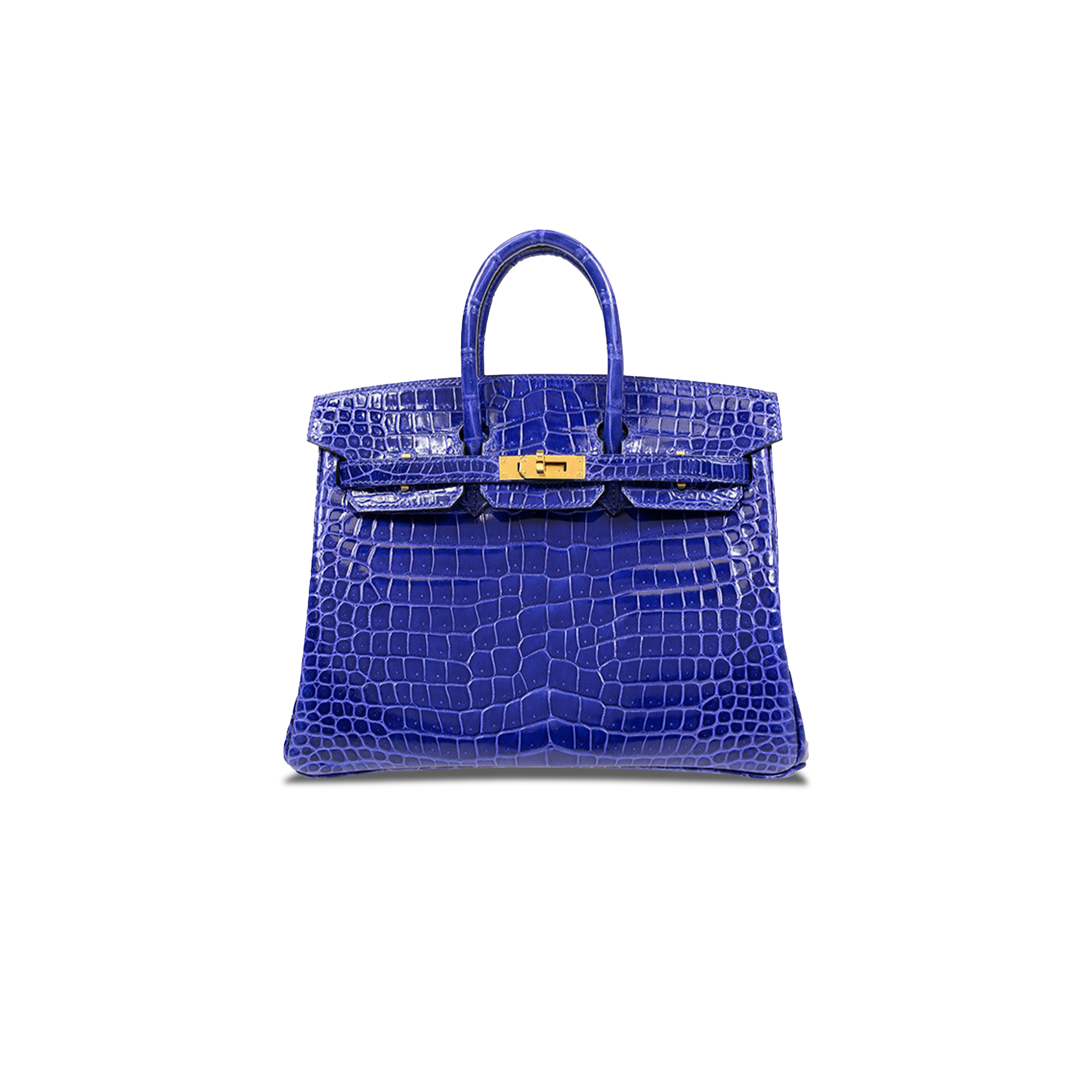 H**mes master birkin 25 crocodile leather electric blue bag gold buckle h041354ck21 (25*20*13cm)